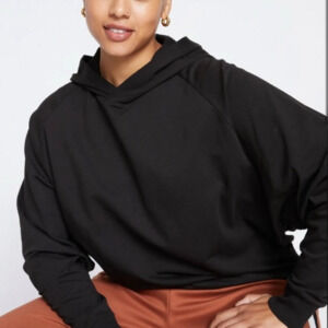 Universal Standard French Terry Pullover Hoodie Sweatshirt Black Dolman Womens S